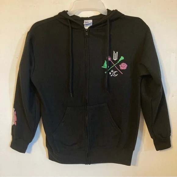 Wicked XS black full zip hooded sweatshirt with logo on the front back & sleeve - Picture 2 of 7